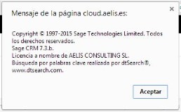 Sage CRM qué versión tengo Preferencias Opciones Acerca de Sage CRM