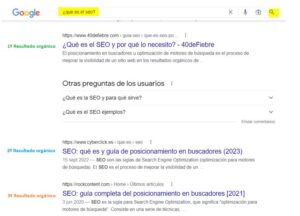 Posicionamientos SEO búsqueda Google