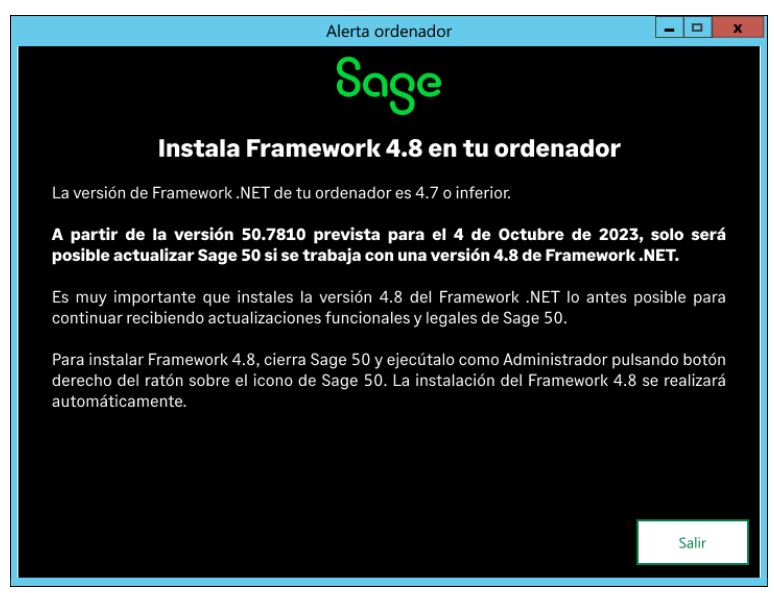 Requisitos para actualizar Sage 50 a la versión 50.7810 AELIS